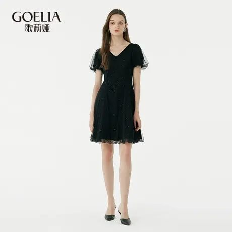 歌莉娅薄纱小黑裙夏装显瘦女装宴会连衣裙小个子公主裙1A5H4H8W0图片
