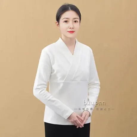 汉服交领长袖打底衫加厚改良中式内搭白色中衣女商品大图