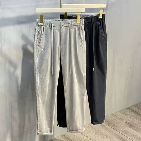 休闲西裤男士直筒宽松九分裤子男夏季薄款韩版潮流长裤2023春秋款商品大图