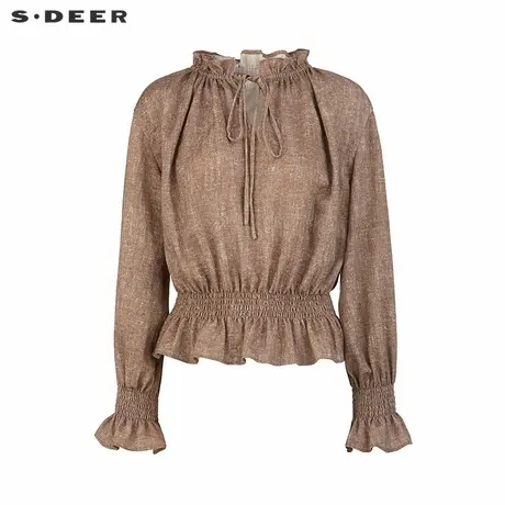 【好物体验专享】sdeer圣迪奥25年新品复古木耳边上衣S253Z3204商品大图
