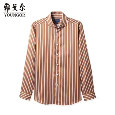 雅戈尔奥莱 商场同款男士长袖衬衫秋季新款条纹纯棉修身衬衣商品大图