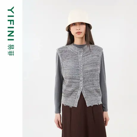[专柜同款]Yifini/易菲2025秋季新款无袖针织马甲百搭时尚上衣女图片