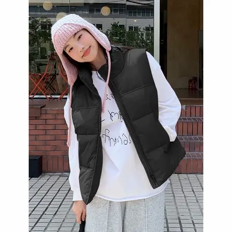 KV真维斯棉马甲女2025新款冬季加绒保暖黑色百搭时尚休闲开衫外套商品大图