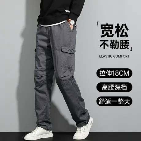 工装裤男秋冬款加绒加厚男士宽松大码耐磨长裤冬季多口袋直筒裤子商品大图