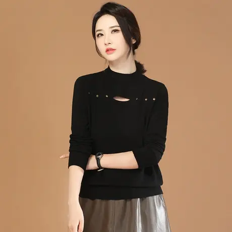 韩潮袭人半高领设计感毛衣女2023冬季新款打底衫气质上衣针织衫商品大图