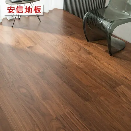 安信黑胡桃新三层经典胡桃实木复合锁扣地板E0级地暖 厂家直销图片