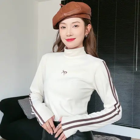 尔给修身半高领加厚立领针织打底衫2023新款女秋冬内搭甜辣小上衣商品大图