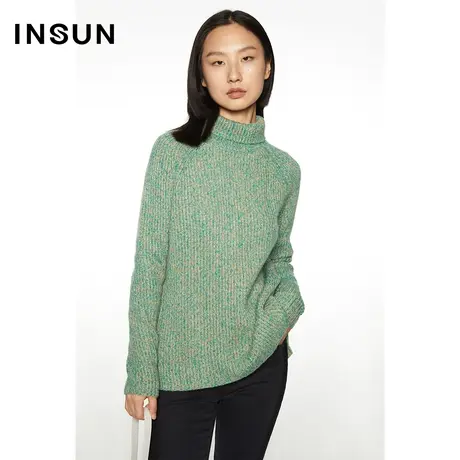 INSUN恩裳奥莱春季高领毛衣套头羊毛针织衫商品大图
