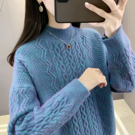 秋冬女士毛衣女加厚冬季2024新款爆款洋气时尚宽松麻花针织打底衫图片