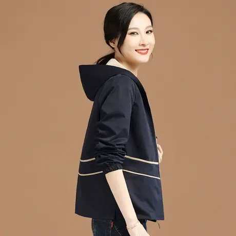 韩潮袭人撞色连帽棒球服女2024春装新款宽松百搭高级感短外套图片