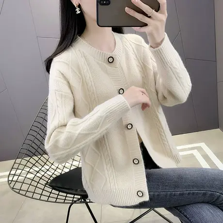 初秋针织衫女开衫外搭上衣早秋2022年新款女士毛衣外套洋气春秋装商品大图