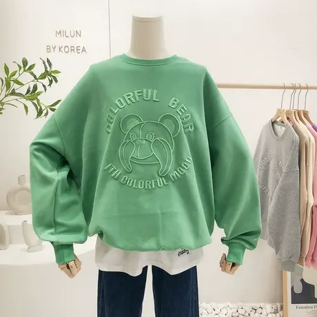 ins超火小熊卫衣2022早春新款韩国东大门慵懒休闲宽松上衣姐妹装商品大图