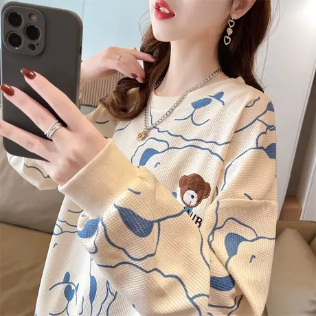 小个子开春卫衣女春秋季韩版宽松薄款学生百搭小熊上衣早春外套潮商品大图