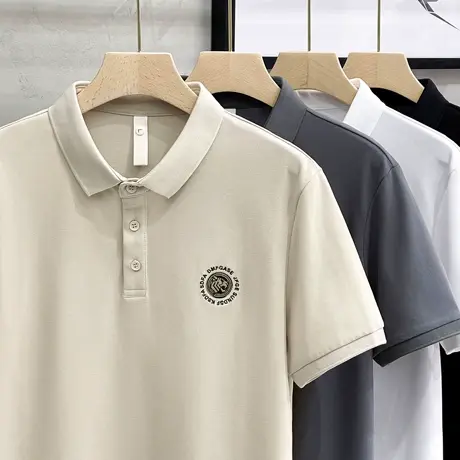 虎年刺绣夏季短袖t恤男装潮牌潮流ins翻领POLO衫简约百搭半袖保罗商品大图