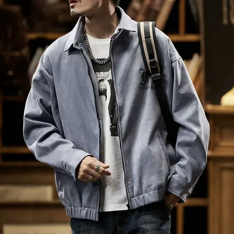 休闲上新美式夹克外套秋冬百搭棒球服男装保暖舒适时尚长袖外套男图片