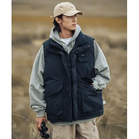 男士户外机能坎肩棉马甲男秋冬季外套潮牌工装棉衣加厚保暖背心男图片