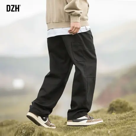 男士伐木裤纯棉休闲裤男款工装裤子男秋款2023新款男裤黑色直筒裤商品大图