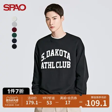 SPAO男士卫衣春季新款圆领字母印花套头休闲卫衣SPMWC49C01商品大图
