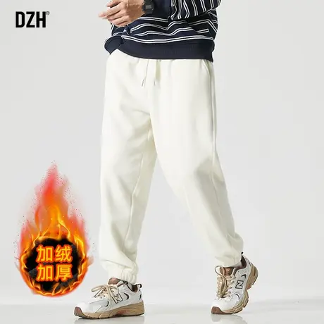 男士卡其色加绒裤子男秋冬款2024新款加厚保暖卫裤宽松运动裤长裤商品大图