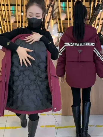 冬季新款时尚休闲羽绒棉服外套冲锋衣时尚洋气气质百搭款加厚棉衣图片