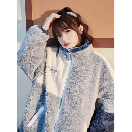 唐狮加厚颗粒绒外套女秋冬款棒球服小个子仿羊羔毛外套超好看上衣商品大图
