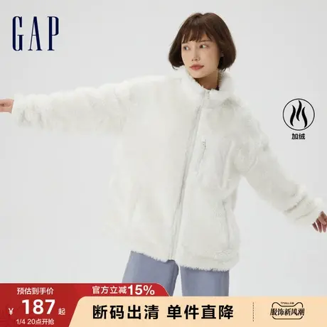 【断码优惠】Gap女装秋季仿羊羔绒高领保暖短外套446030运动夹克图片