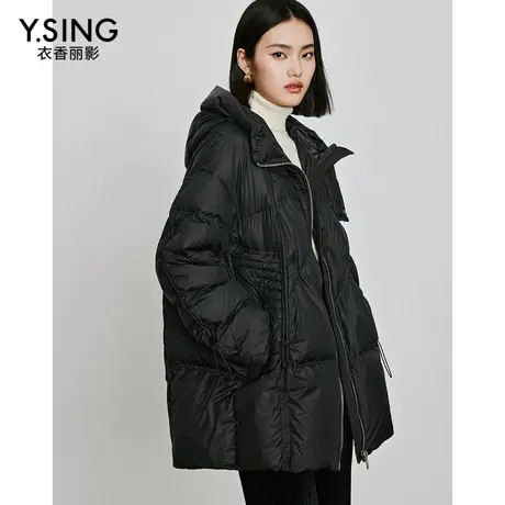 鹅绒三防连帽羽绒服女衣香丽影2023年冬季新款防风保暖中长外套商品大图