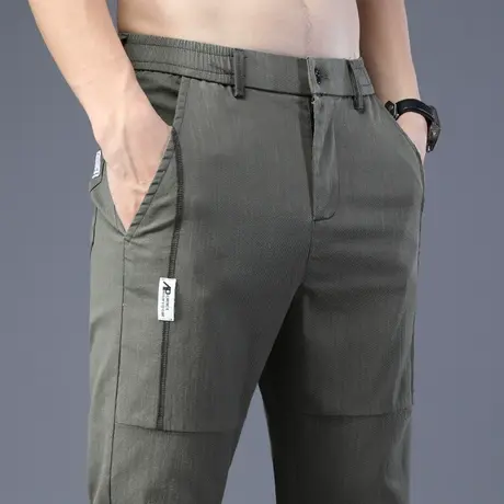 军绿色夏季薄款休闲裤子男士2023新款上班工作服商务西装西裤男款商品大图
