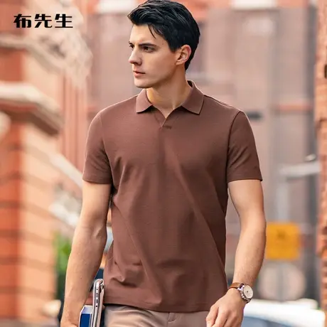 MrBu布先生意式优雅商务翻领t恤新款抗皱免烫纯棉男士t恤AT11733图片