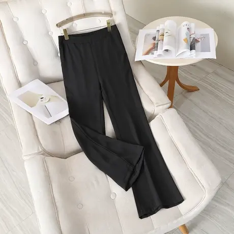 伊自尚2023年秋季新款大码高腰显瘦休闲时尚松紧腰长裤微喇裤商品大图