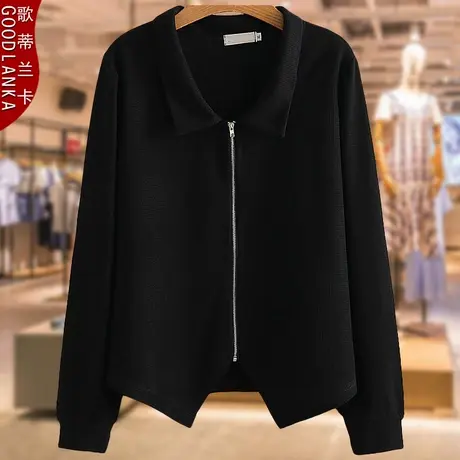 中年妈妈秋装外套薄款短款洋气时尚华夫格上衣加肥加大码女装夹克图片