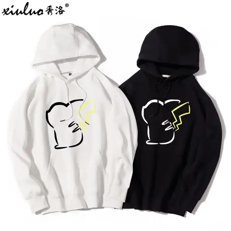 皮卡丘联名卫衣男女衣服春秋冬2022年新款潮流学生情侣装上衣图片