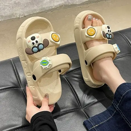 卡通可爱小狗凉鞋女款外穿夏季踩屎感防滑沙滩两穿厚底可爱凉拖鞋商品大图