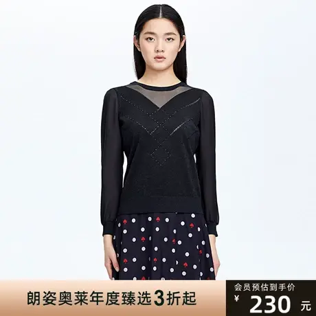 LANCY/悦朗姿长袖针织衫通勤休闲商场同款春秋套头外穿打底衫毛衣图片