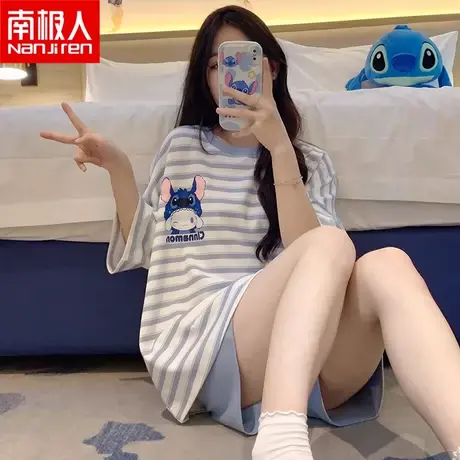 2023新款爆款夏季短袖韩版可爱卡通薄款透气家居服女士纯棉睡衣商品大图