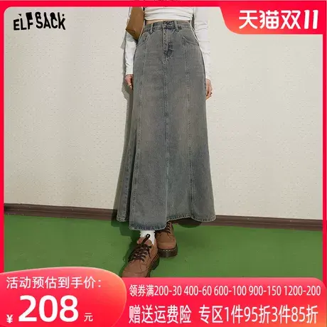 妖精的口袋美式复古牛仔半身裙女2023秋季新款小个子高腰半身长裙图片