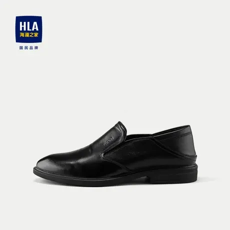 HLA/海澜之家圆头一脚蹬正装皮鞋2024新款商务牛皮革耐穿鞋子男图片