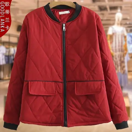 加肥加大码中年妈妈薄款羽绒棉服宽松休闲妈妈装加厚保暖棉衣外套商品大图