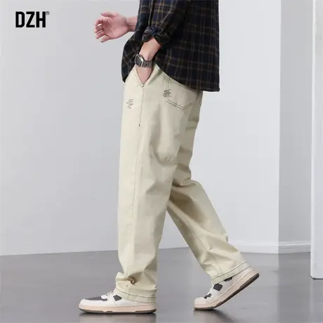 男士休闲裤秋季男美式高街直筒工装裤子男款2023新款宽松弹力长裤商品大图