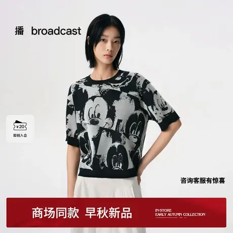 播商场同款迪士尼米奇系列短袖套头针织衫女25早秋新品BDS3SD3200商品大图