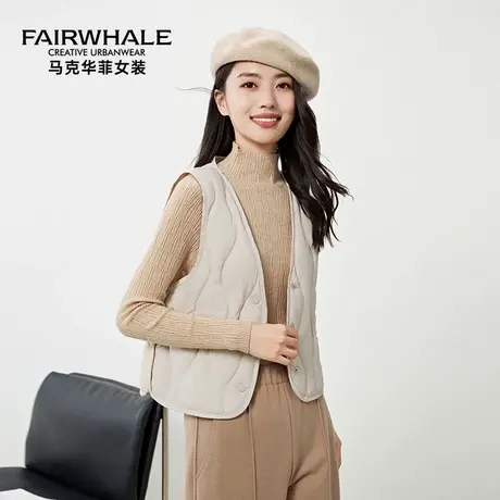 马克华菲轻薄羽绒马甲女款2025冬季新款内搭V领马夹背心贴身内胆图片