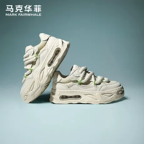 马克华菲厚底小白鞋女2025夏季新款透气增高网面老爹鞋运动休闲鞋商品大图