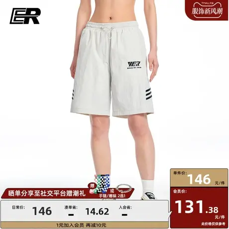 ER字母抽绳休闲裤2023夏季新款五分热裤美式休闲潮牌宽松短裤商品大图