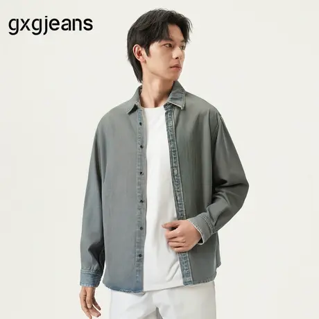 gxg.jeans男装 蓝色潮流时尚宽松牛仔衬衫外套男士 25年秋季新款图片