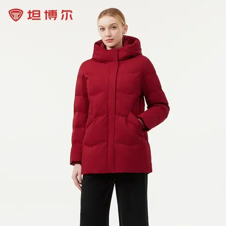 坦博尔妈妈款中老年羽绒服女时尚连帽蓄热科技保暖加厚秋冬外套图片