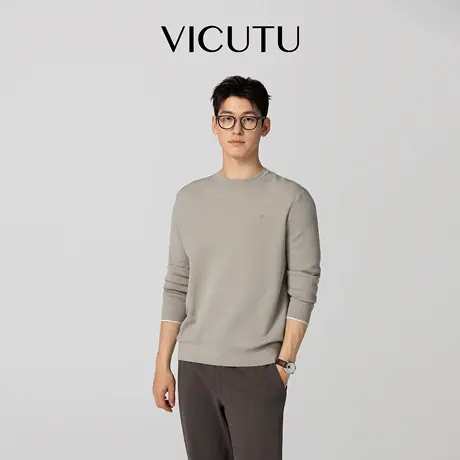VICUTU威可多绵羊毛男士针织长袖舒适上衣商务通勤休闲百搭针织衫图片