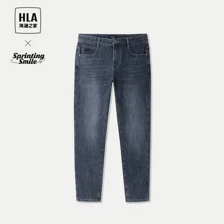 HLA/海澜之家微弹水洗牛仔裤秋季新款时尚休闲刺绣宽松裤子男士商品大图