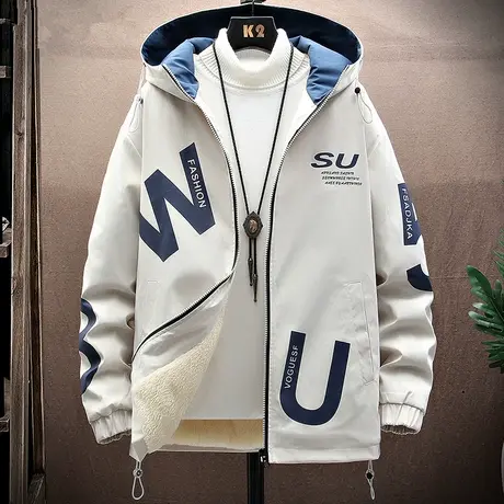 2023新款男士外套秋冬季潮帅气加绒加厚春秋休闲宽松百搭夹克冬装商品大图