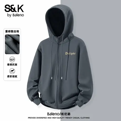 班尼路S&K系列休闲夹克外套男秋季日系慵懒连帽卫衣酷丝格长袖男图片