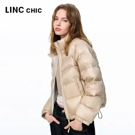 LINC金羽杰2025年秋季新款羽绒服女立领短款轻薄面包羽绒服女1128商品大图